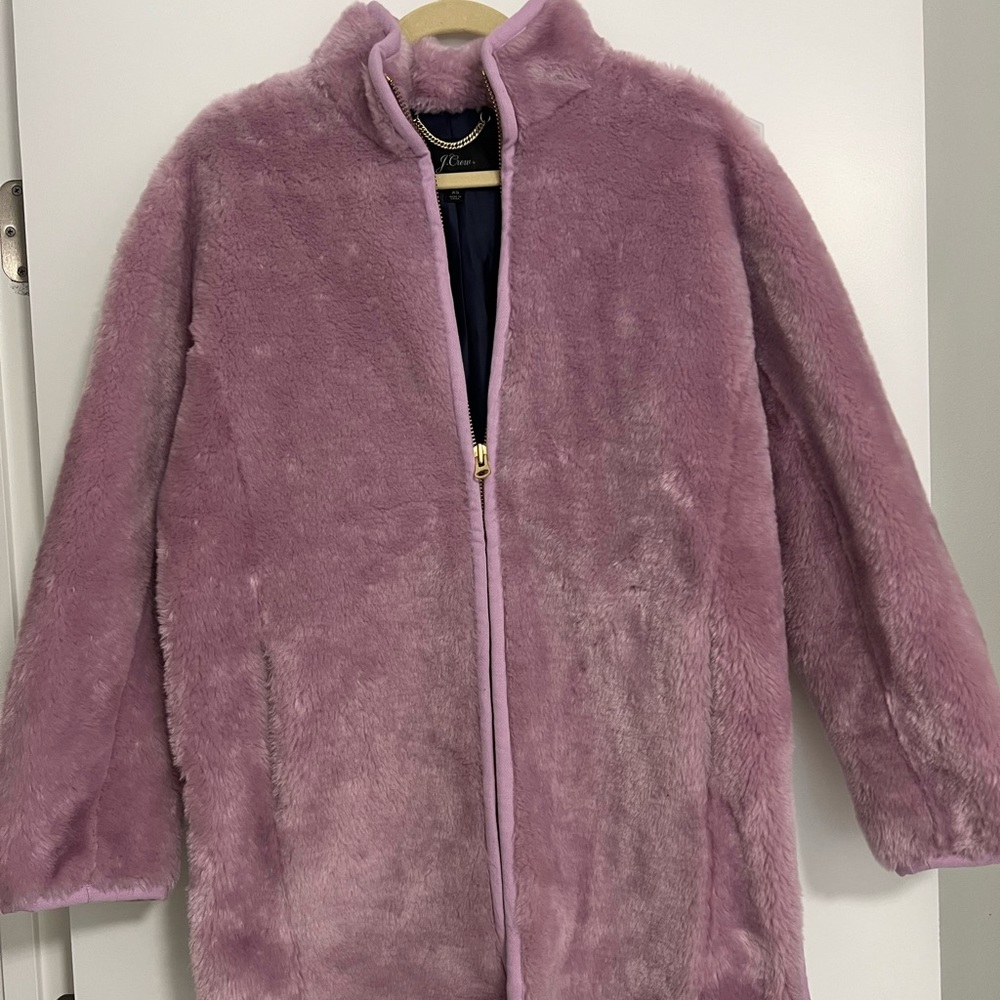 J Crew Zip Up Teddy Coat Smoky Wysteria